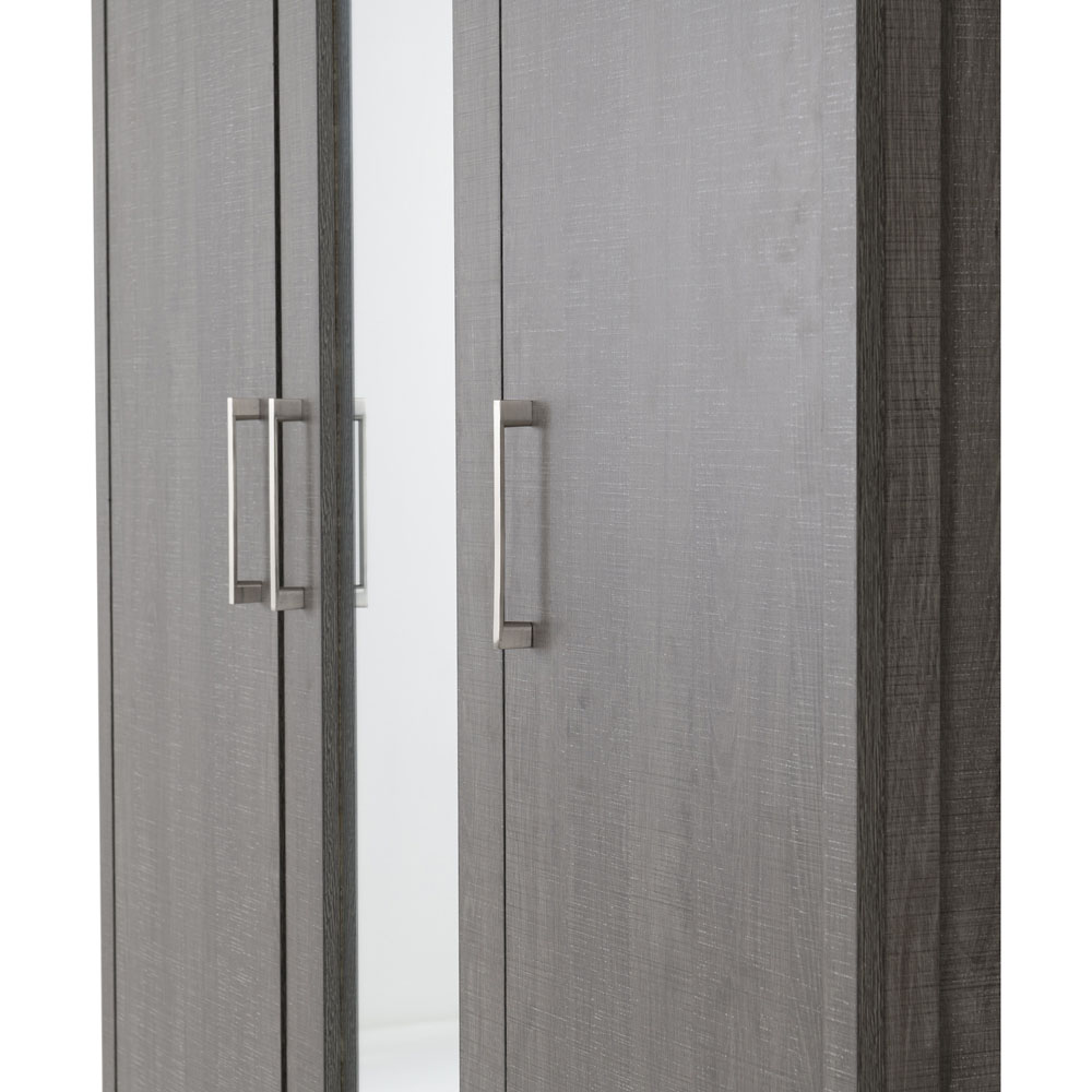 Seconique Lisbon 3 Door Black Wood Grain Wardrobe Image 5