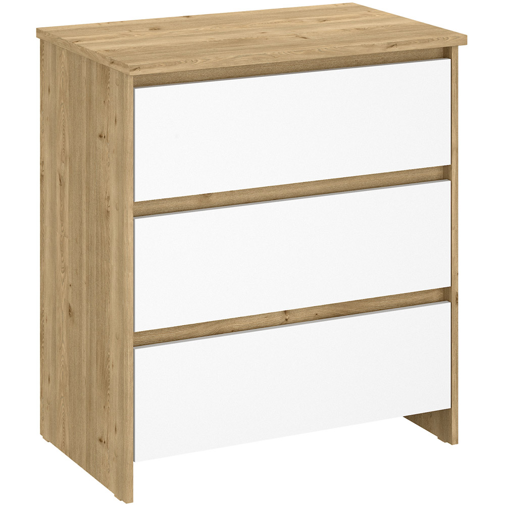Kudl 3 Drawer White and Oak Baby Changing Table Image 3