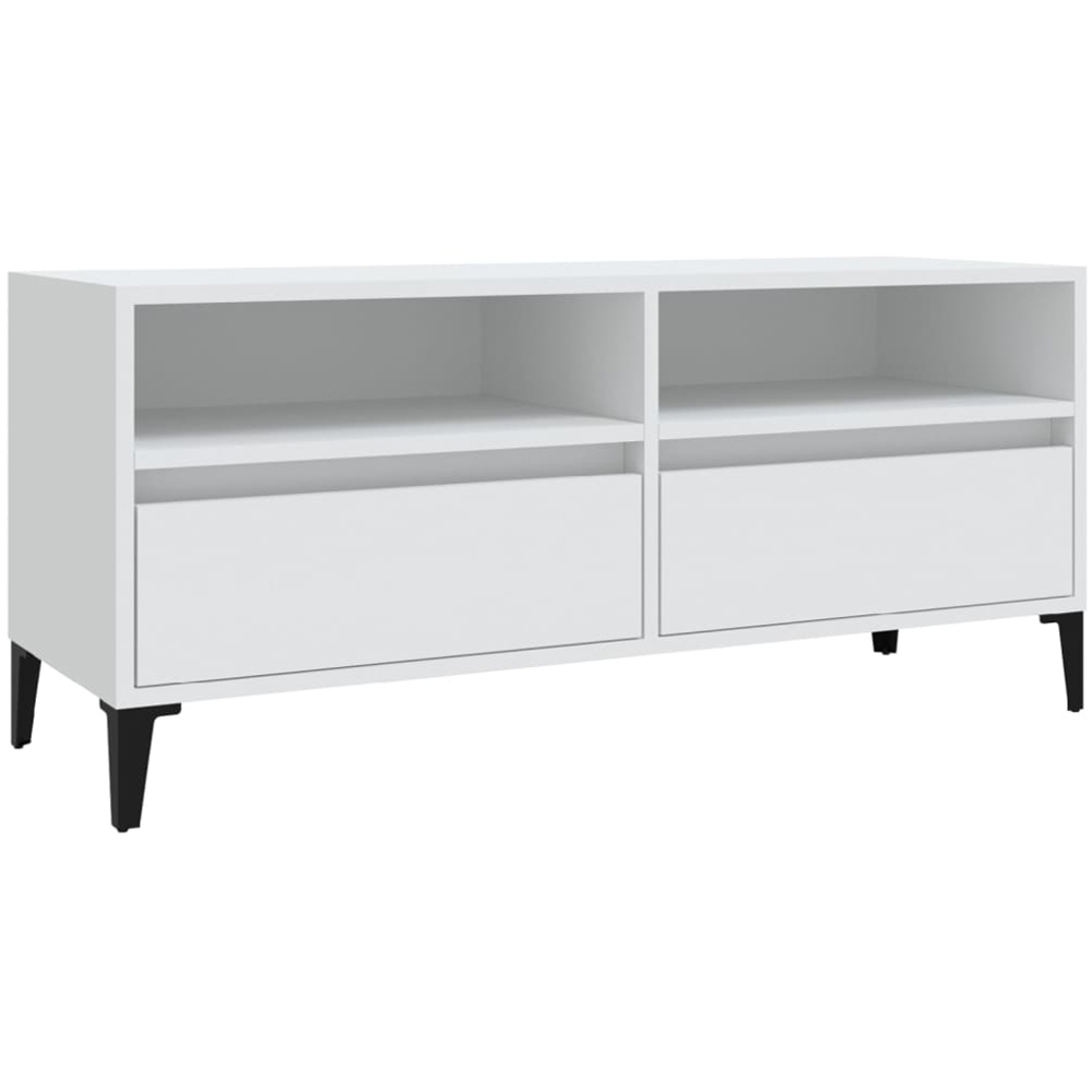 vidaXL 2 Drawer 2 Shelf White TV Cabinet Image 2