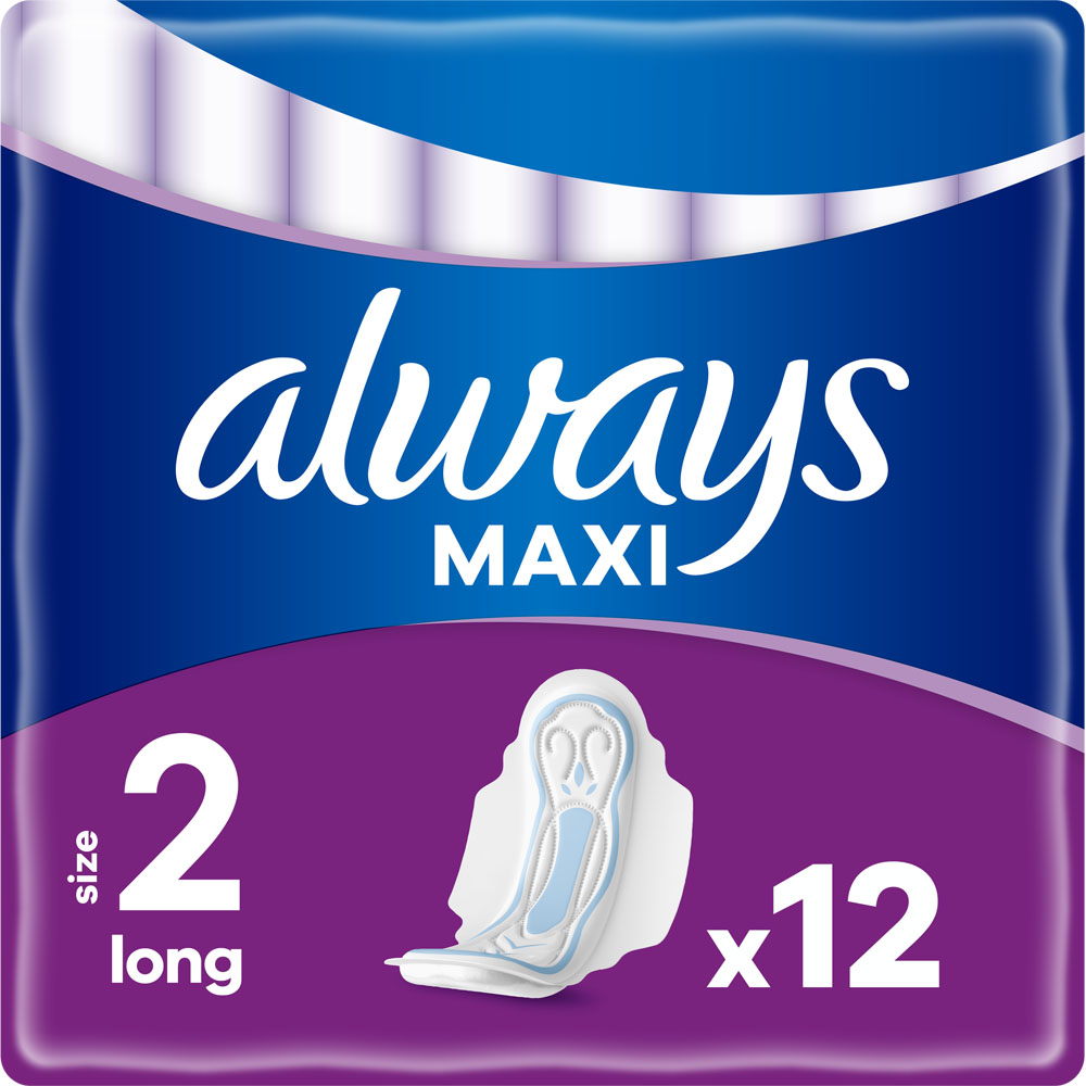 Always Maxi Sanitary Towels with Wings Size 2 Long 12 Pack Image 2