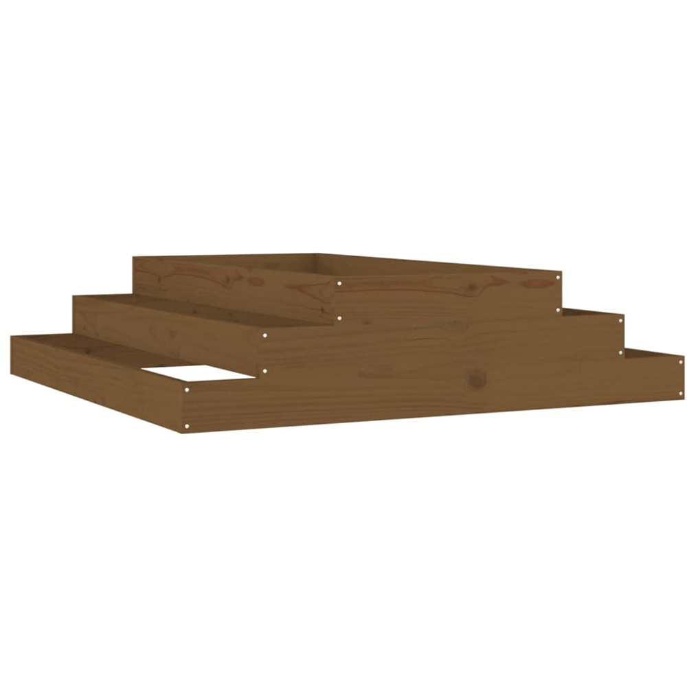 vidaXL Brown Solid Pine Wood Stair Step Garden Planter 27 x 110 x 110cm Image 1