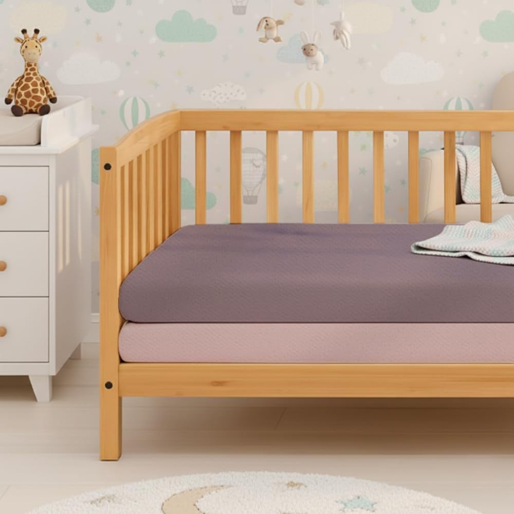 MHG Living Light Pink and Purple Jersey Cotton Fitted Cot Bed Sheet 140 x 70cm 2 Pack Image 2