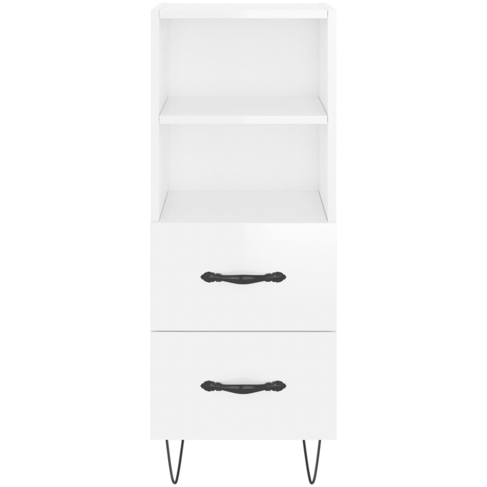 vidaXL 2 Drawer 2 Shelf High Gloss White Sideboard Image 6