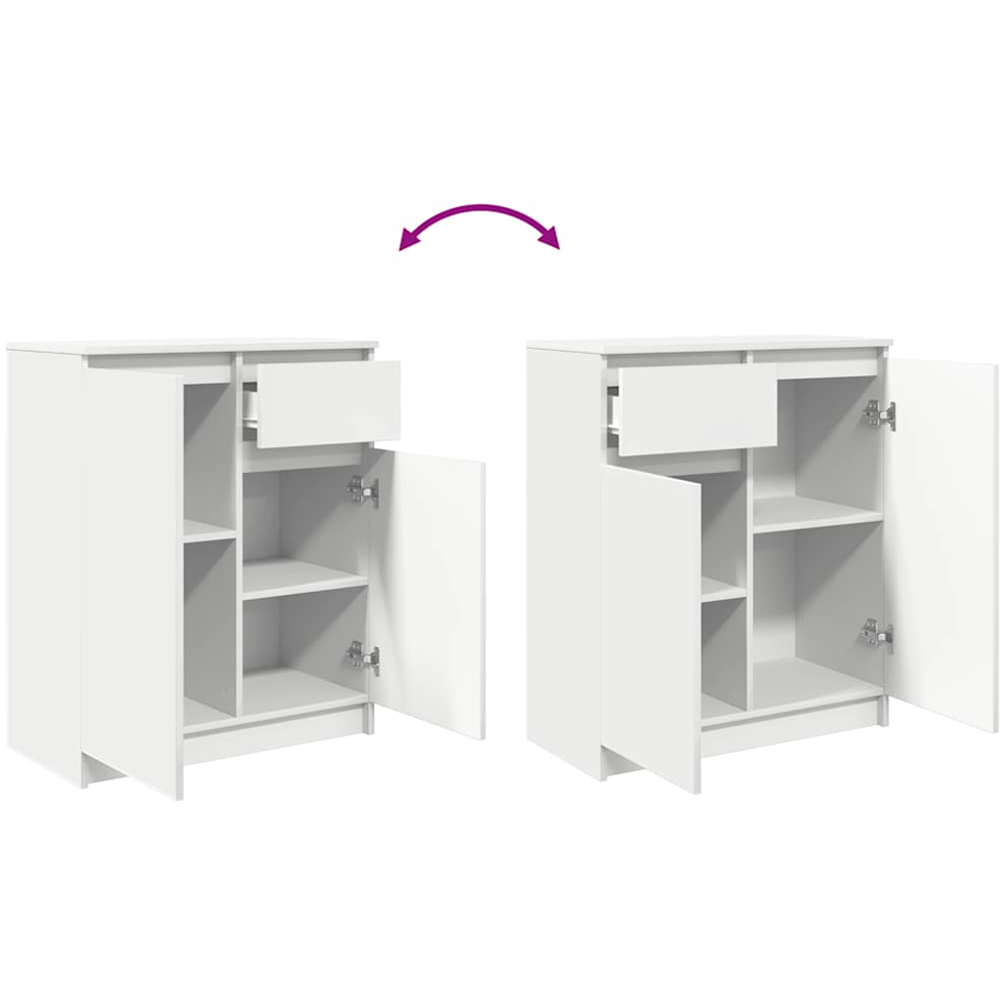vidaXL 2 Door Single Drawer White Sideboard Image 8