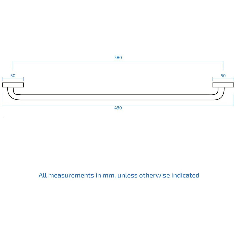 Nes Home Chrome Wall Mounted Straight Grab Bar 380mm Image 3