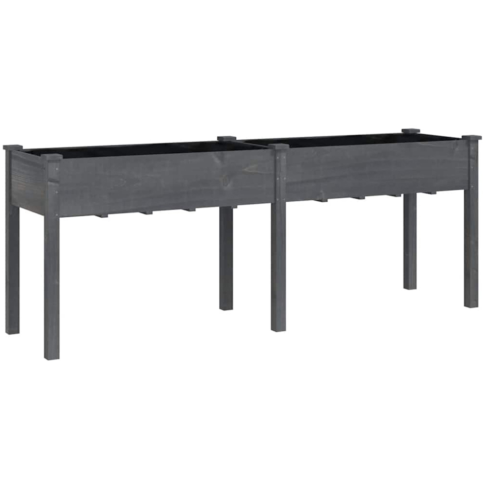 vidaXL Grey Fir Wood Garden Planter with Liner 76 x 203 x 53cm Image 1
