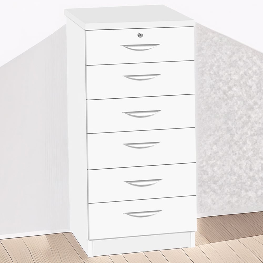 R White Cabinets 6 Drawer White Chest of Drawers Image 1
