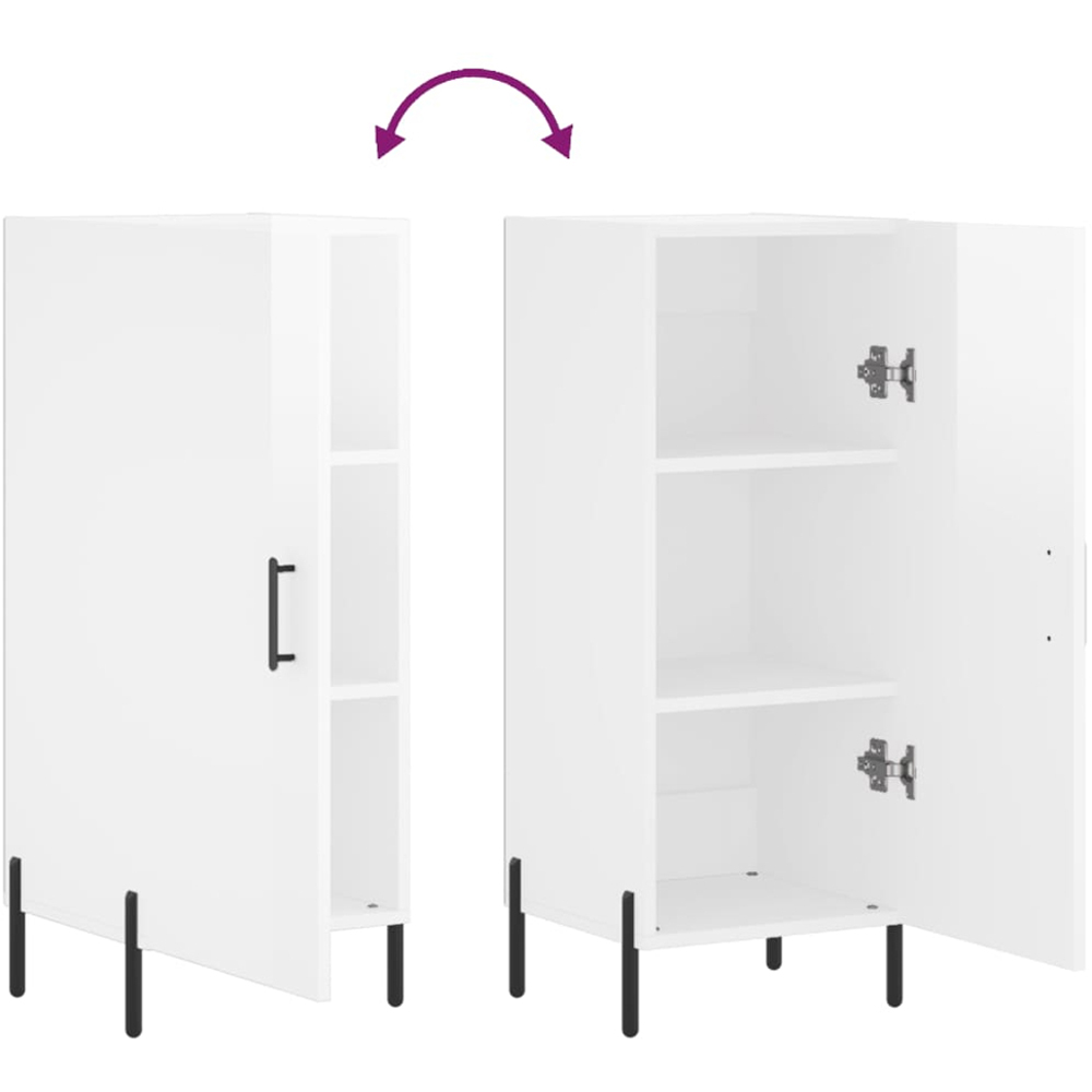 vidaXL Single Door High Gloss White Sideboard Image 9
