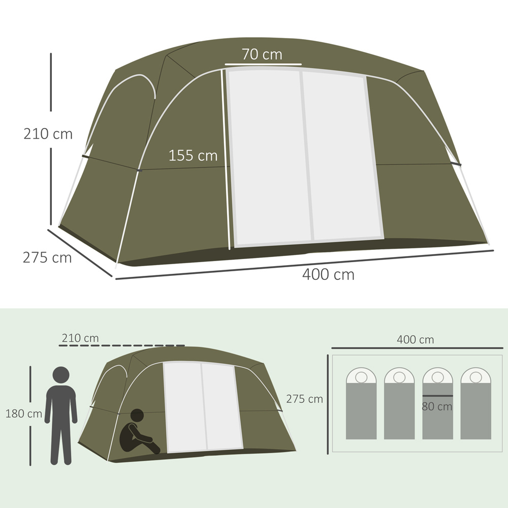 Outsunny 4-8 Person Waterproof Camping Tent Green Image 7
