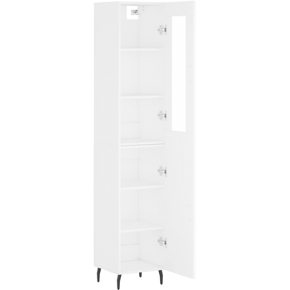 vidaXL 2 Glass and Door 6 Shelf White Highboard with Metal Legs Image 4