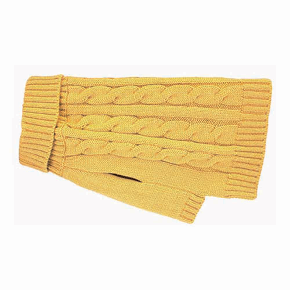 Happy Pets Medium Charlton Cable Knit Mustard Dog Jumper Image
