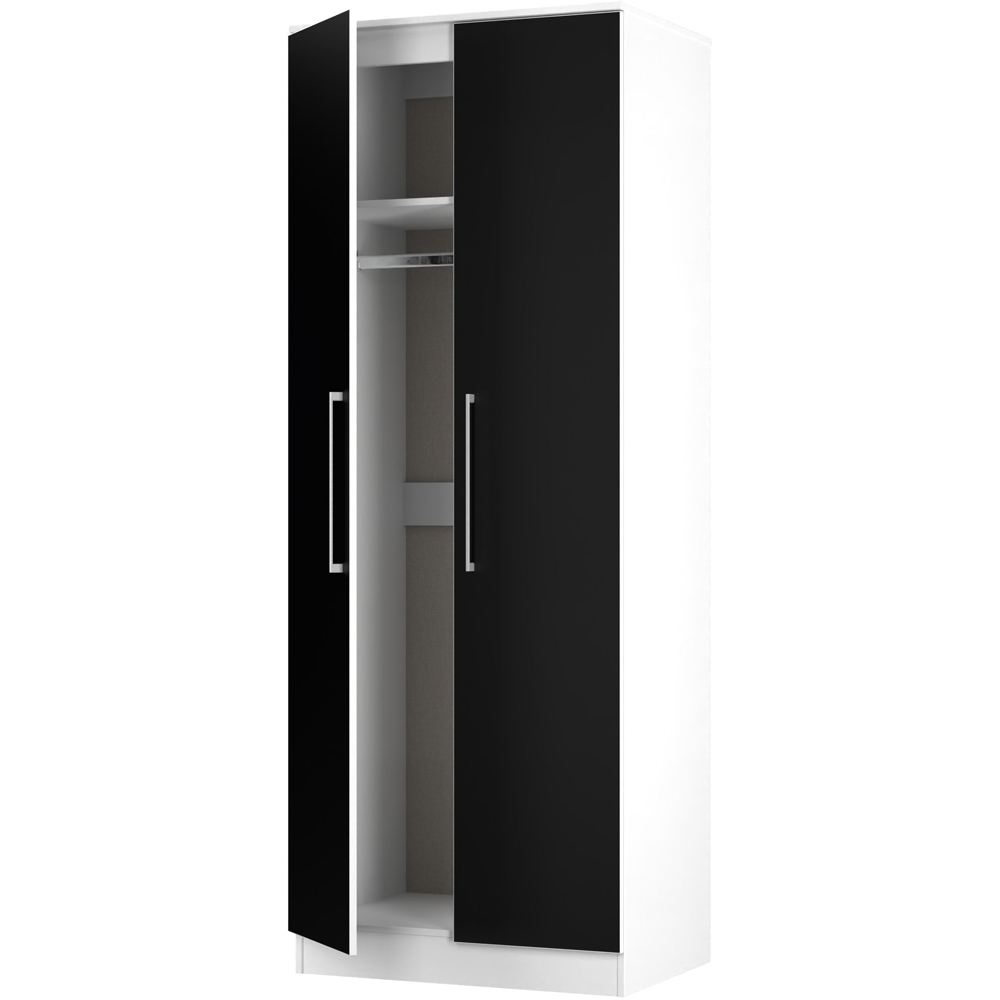 Crowndale Worcester 2 Door Matt Black and White Tall Wardrobe Ready Assembled Image 6