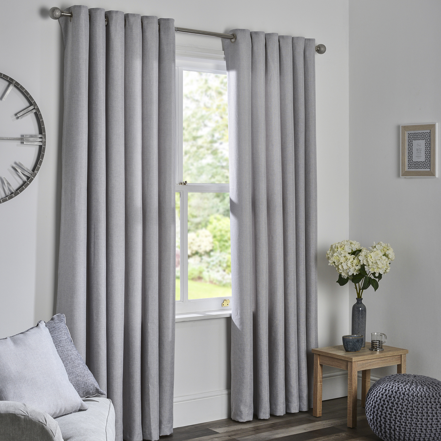 Divante Chatsworth Grey Eyelet Curtains 168 x 137cm Image 2
