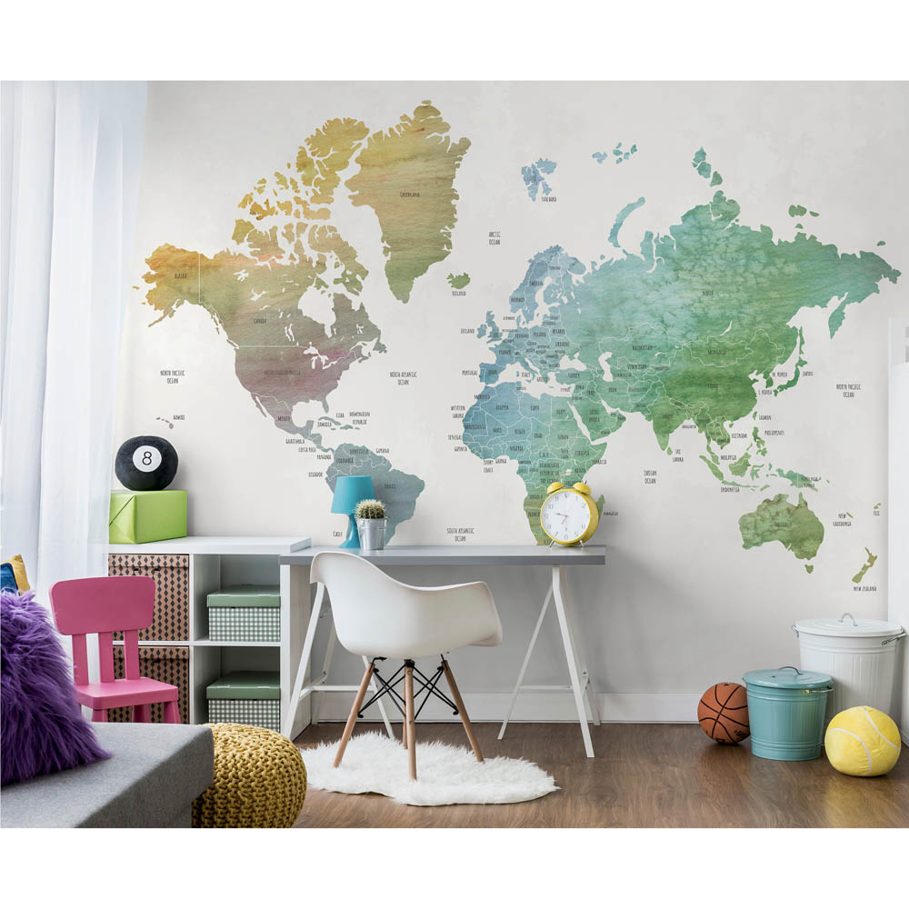 Arthouse World Map Multicolour Wall Mural Image 5