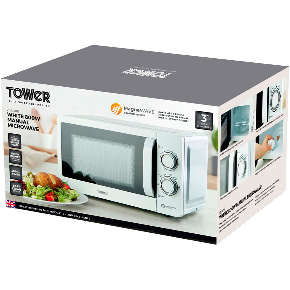 Tower T24042WHT White 20L Manual Microwave Image 2