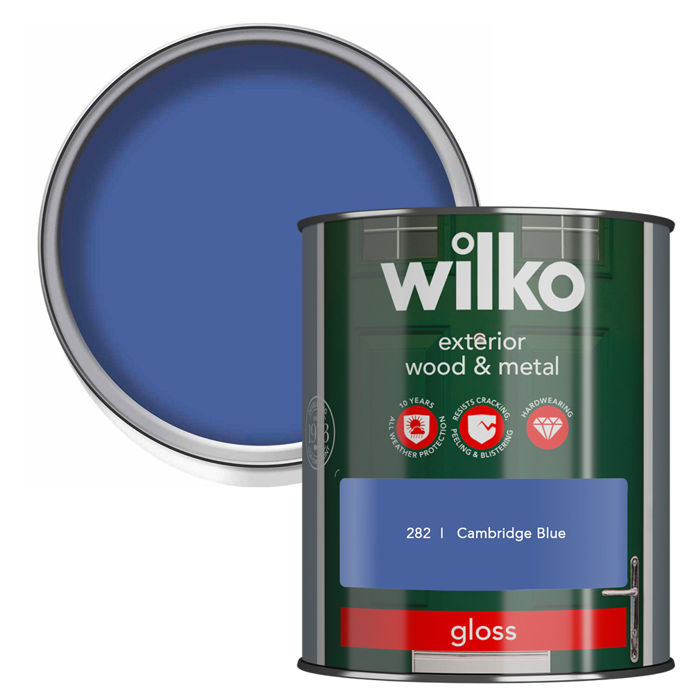 Wilko Wood and Metal Cambridge Blue Gloss Paint 750ml Image 1