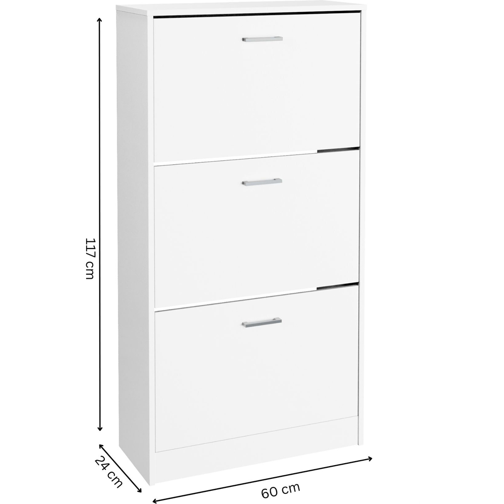 GFW Stirling 3 Tier White Shoe Cabinet Image 9