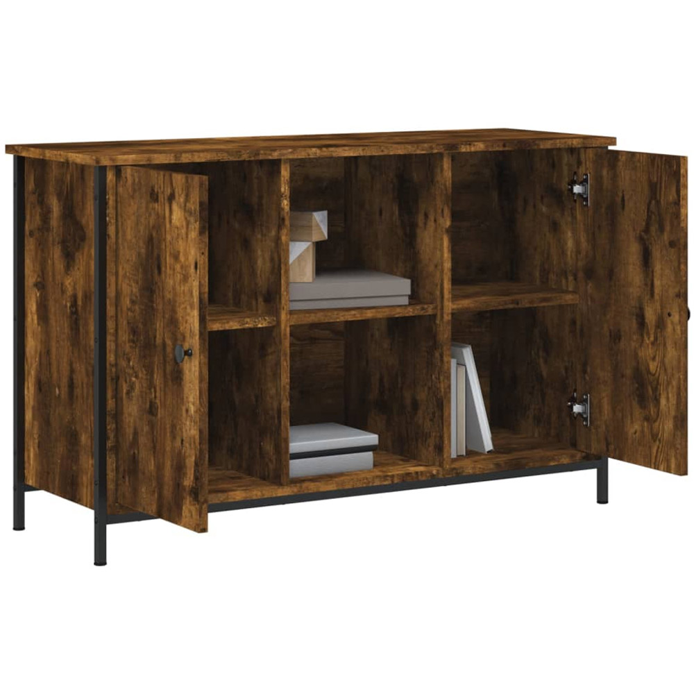 vidaXL 2 Door 2 Shelf Smoked Oak Industrial Style TV Cabinet Image 4