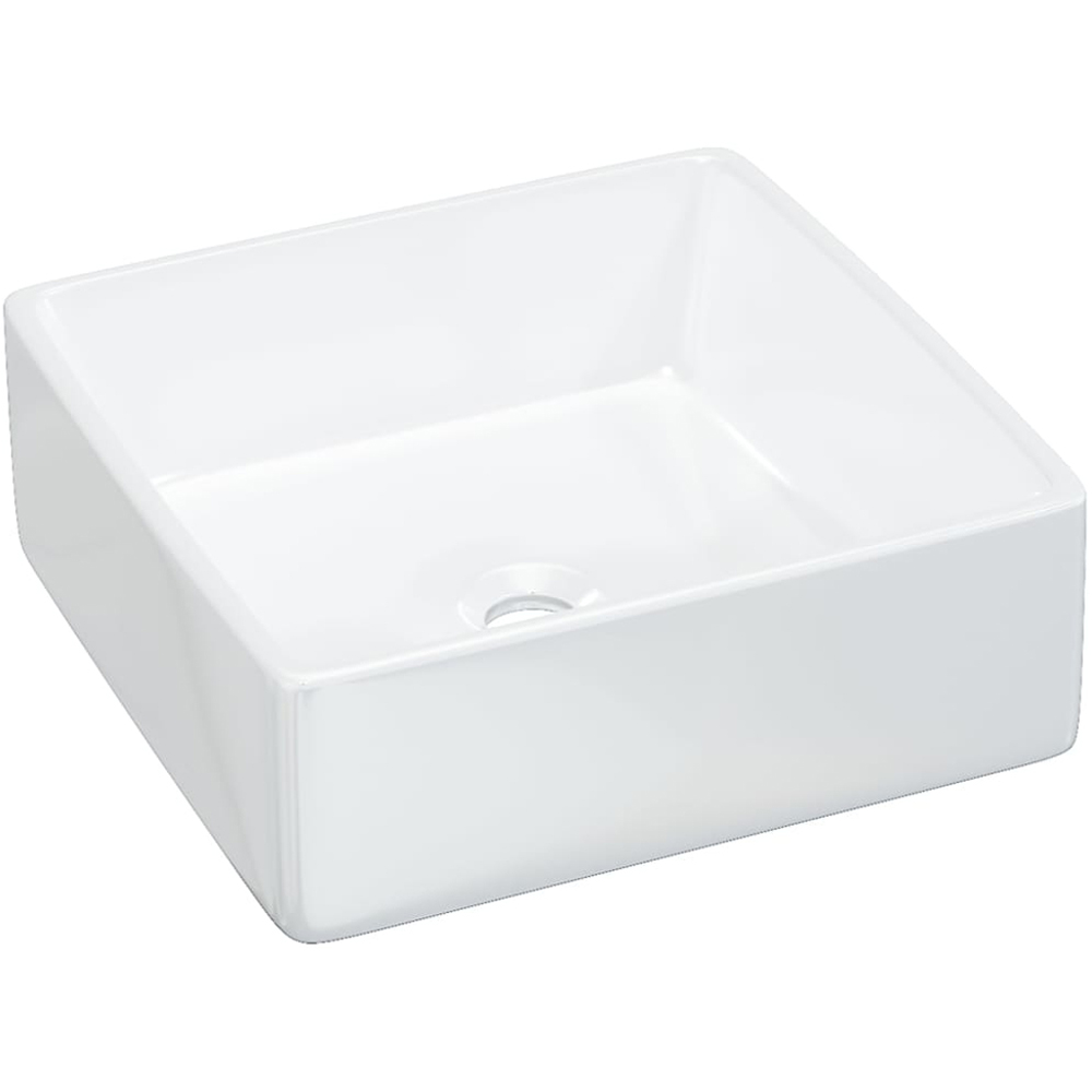 vidaXL White Ceramic Square Wash Basin 130 x 370 x 370mm Image 1