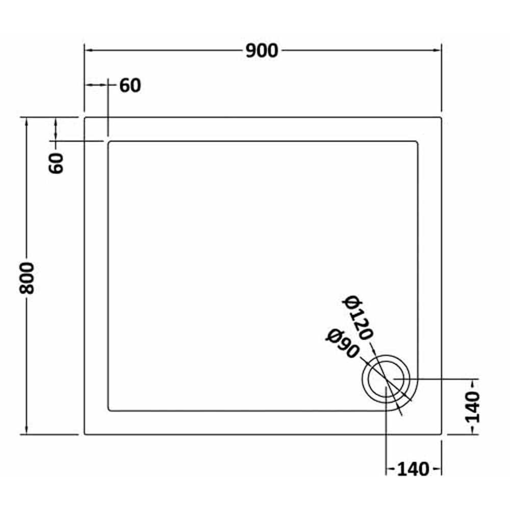 nuie Slate Grey Rectangular Shower Tray 900 x 800mm Image 2