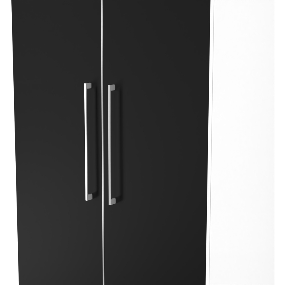 Crowndale Worcester 2 Door 2 Drawer Matt Black and White Tall Wardrobe Ready Assembled Image 6