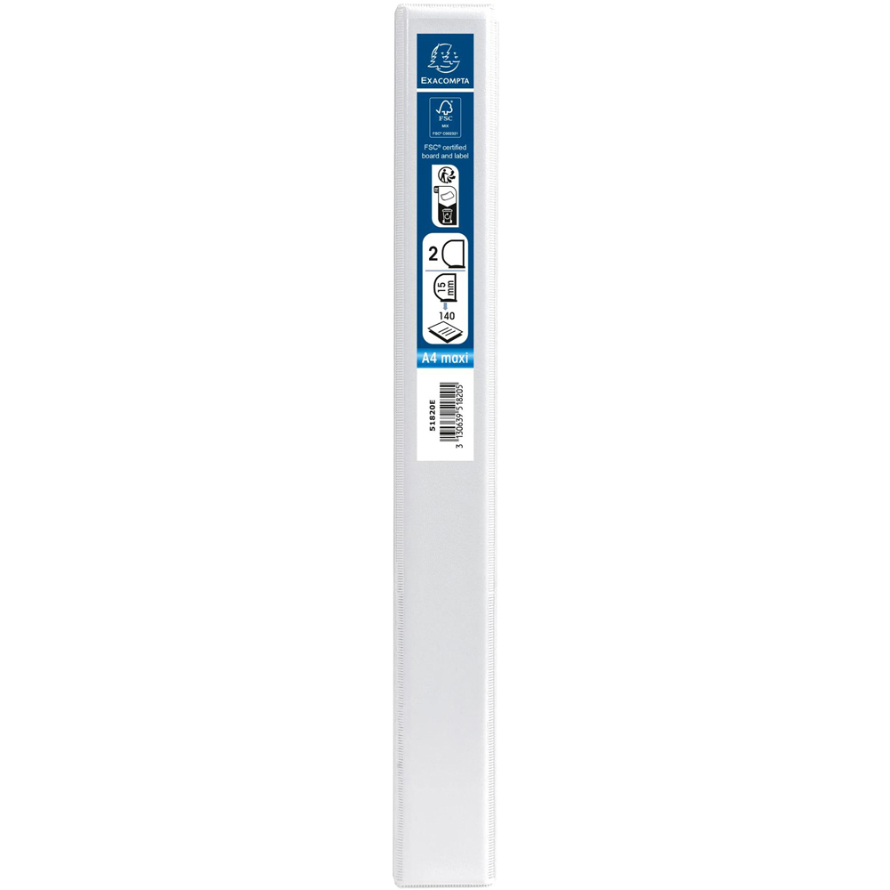 Exacompta Kreacover White Polypropylene 2D Ring Binder with 3 Pockets 15mm 10 Pack Image 4