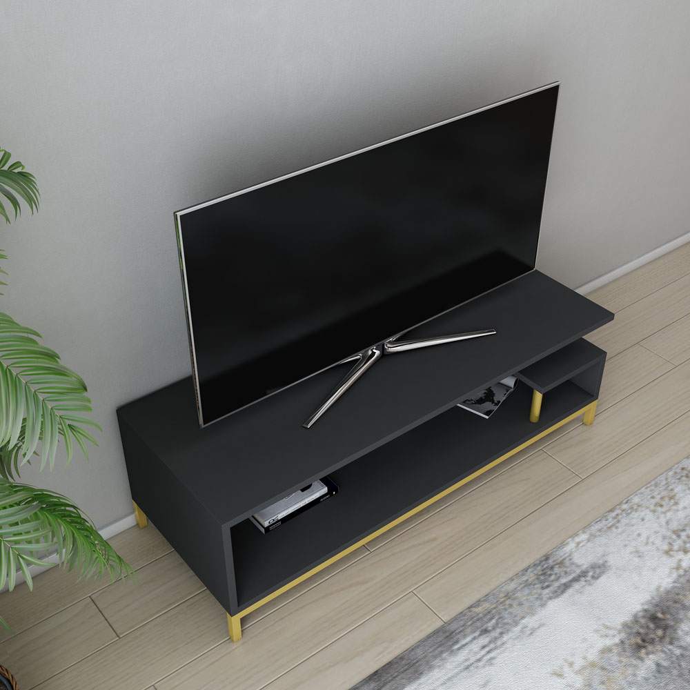 Decorotika Reilly 2 Shelf Gold and Anthracite TV Unit Image 3