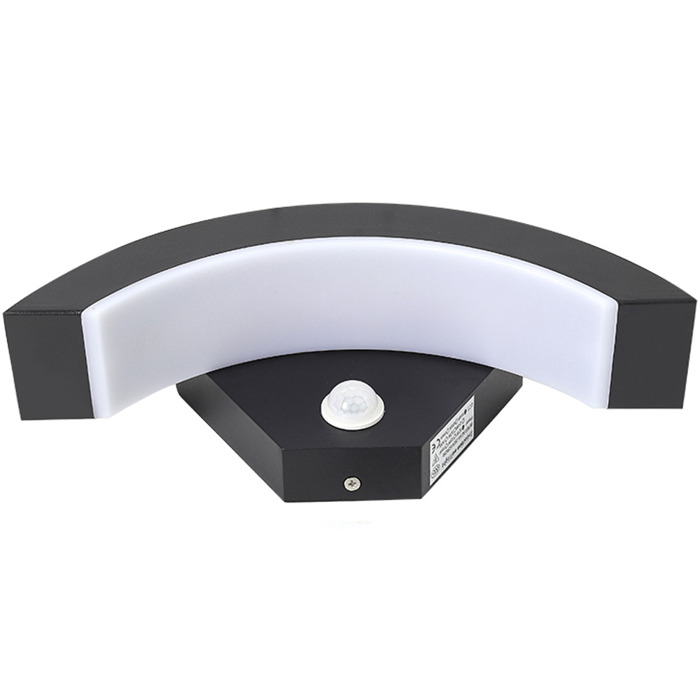 Living and Home Black Curved LED Garden Induction Wall Light Image 1