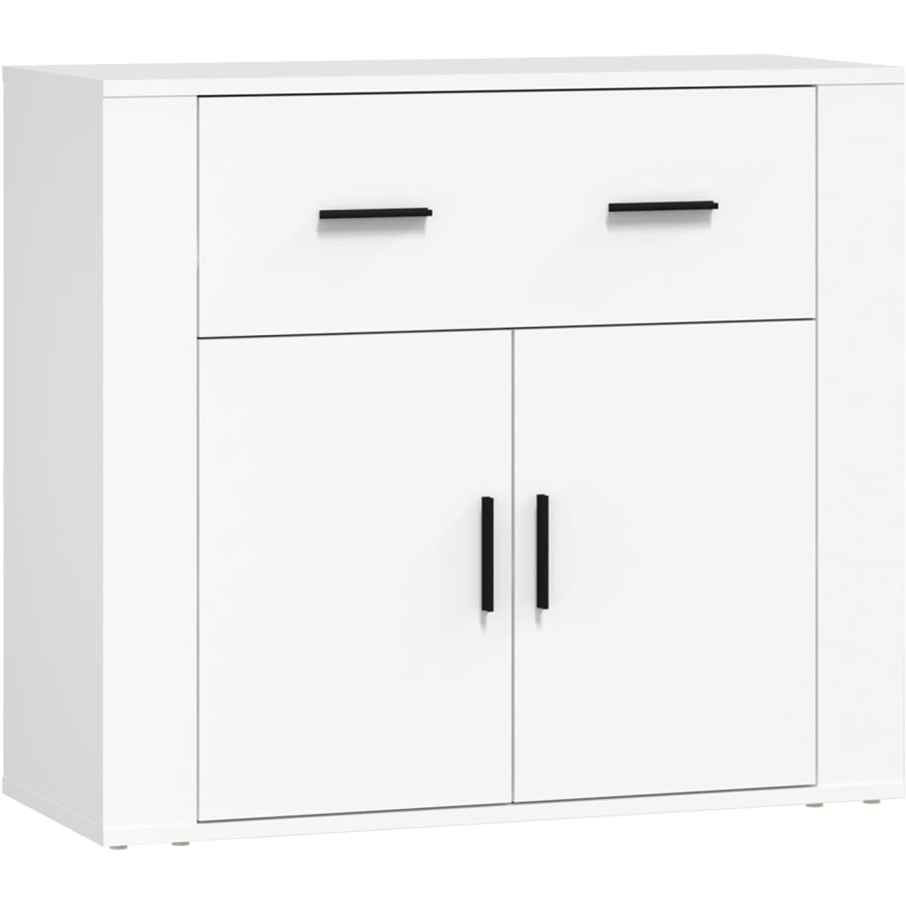 vidaXL 2 Door Single Drawer White Sideboard Image 2