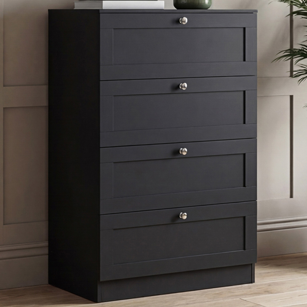 VIDA DESIGNS Altino 4 Drawer Black Shaker-Style Chest of Drawers Image 1