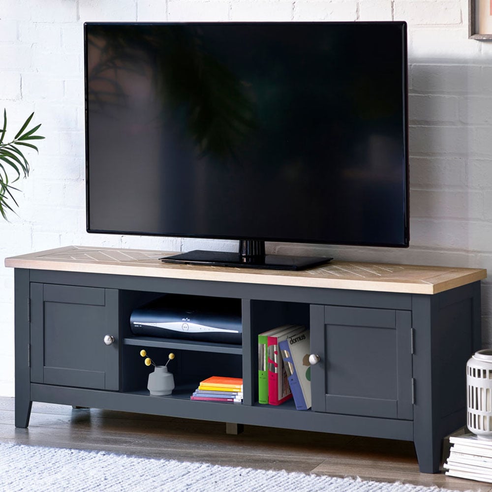 Julian Bowen 2 Door 3 Shelf Bordeaux Dark Grey TV Unit Image 1