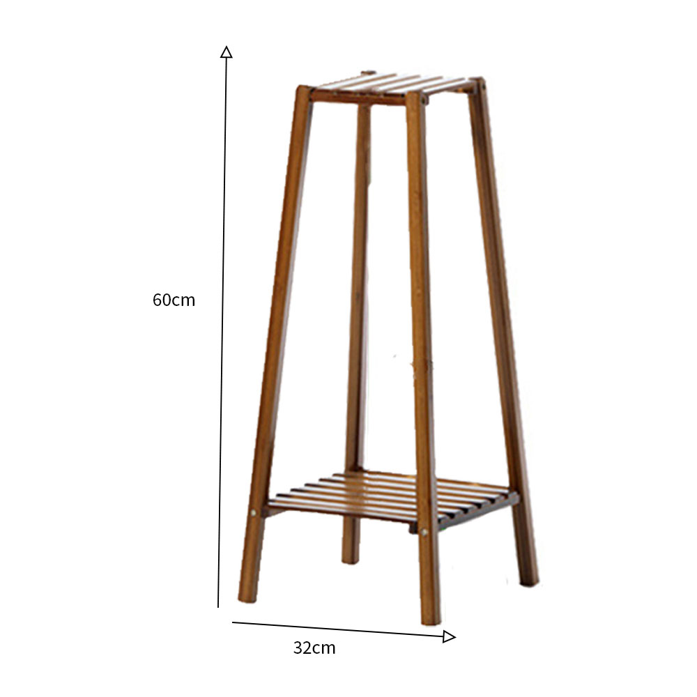 Living and Home 2 Tier Wooden Vintage Natural Plant Stand Image 8