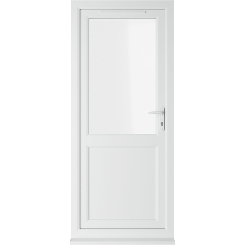 Crystal uPVC Triple Glazed Door Half Glass Half panel Left hand White Clear Glass 840x2090mm Image 1