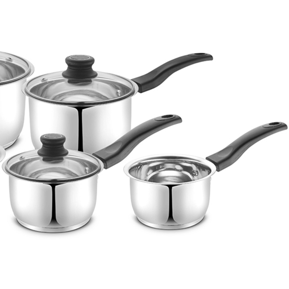 Highlands Homeware Stainless Steel Saucepan with Glass Lid 5 Pack Image 3