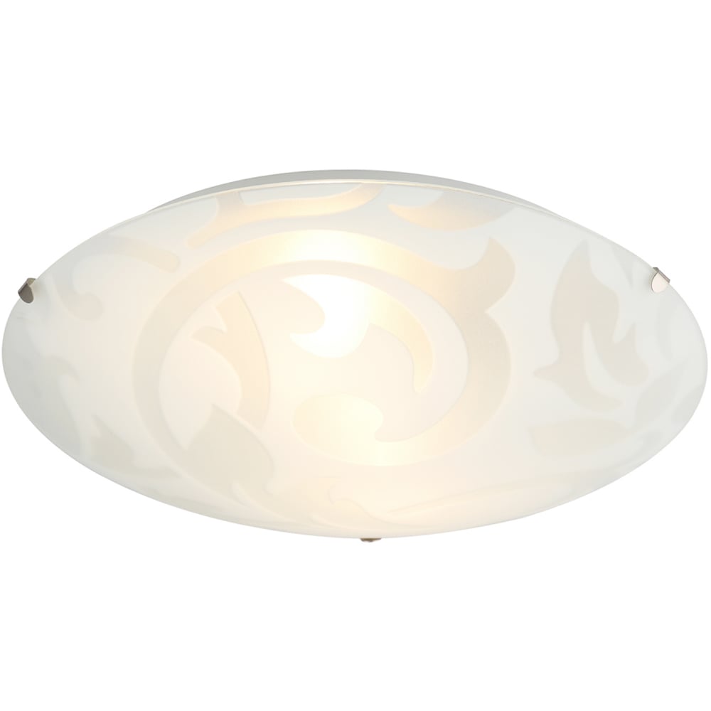 Happy Homewares Floral Circular Frosted White Glass IP20 Flush Ceiling Light Image 3