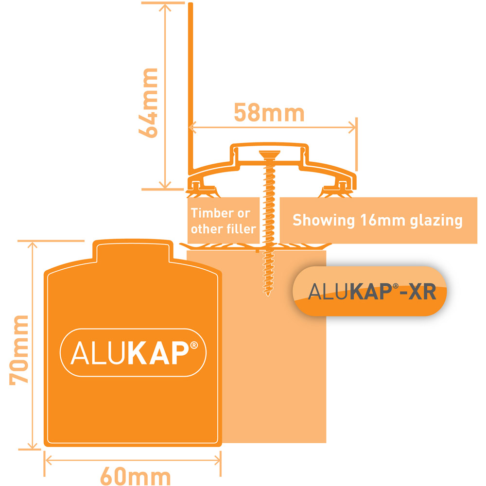 Alukap-XR Brown Wall Bar 2.0m with 55mm Rafter Gasket Image 4
