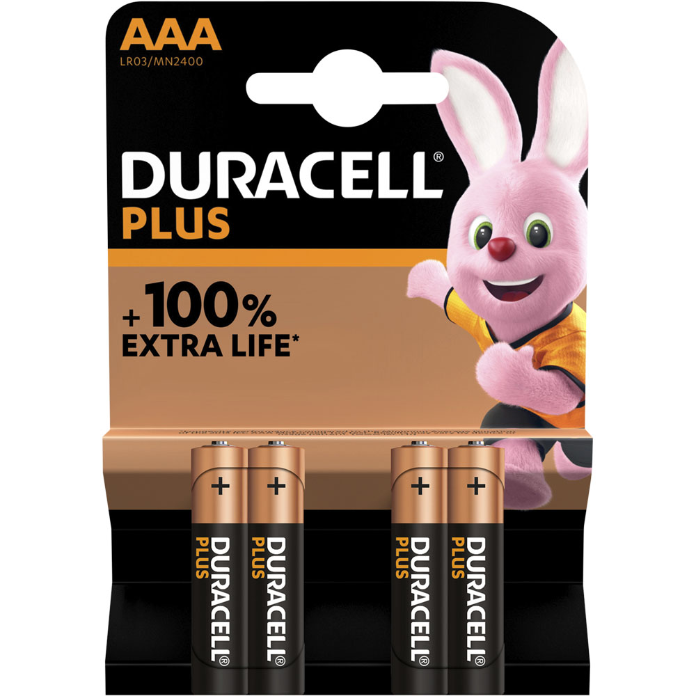 Duracell Plus LR03 AAA 1.5V Alkaline Batteries 4 pack Image 1