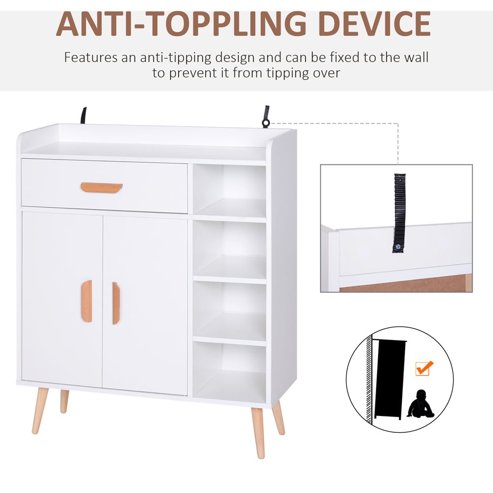 Portland 2 Door Single Drawer White Standing Sideboard Image 5