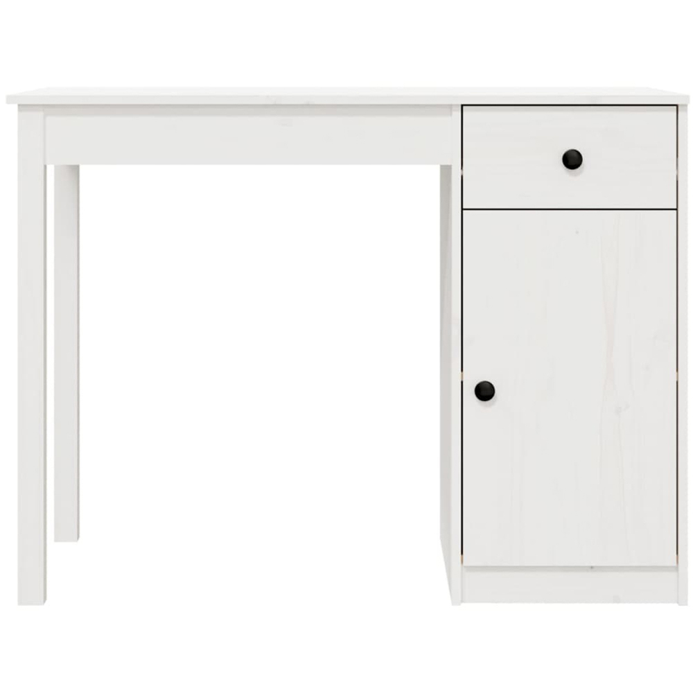 vidaXL Single Door Single Drawer Computer Desk White Image 5