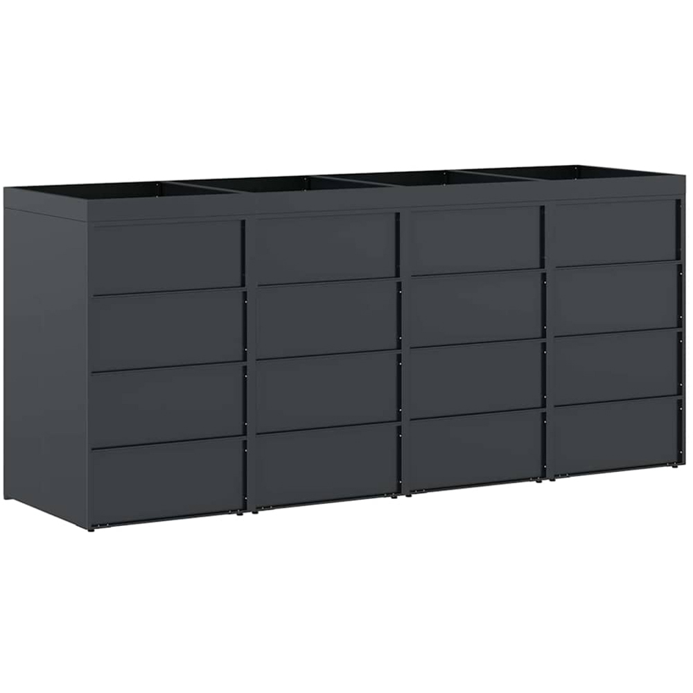 vidaXL Anthracite 4 Wheelie Bin Storage Shed with Planter Roof Image 6