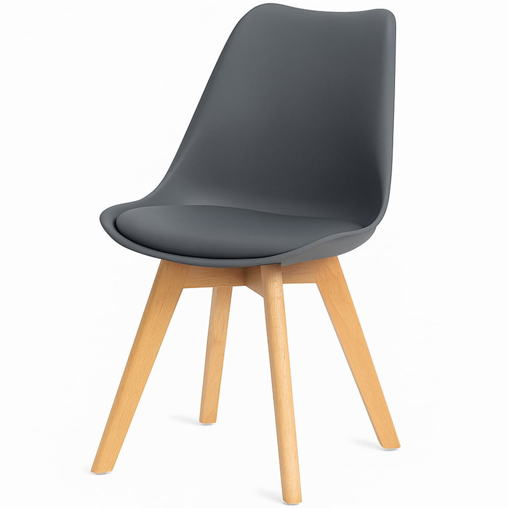 Kosy Koala 4 Seater Plastic Wooden Dining Set Dark Grey Image 2