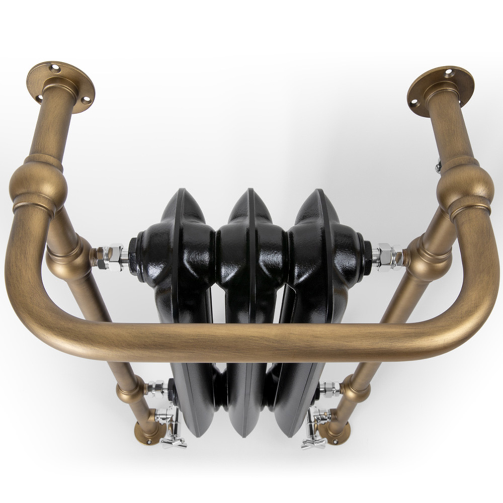 Terma 1217BTU Flat Black and Brushed Brass Heated Towel Rail 900 x 490mm Image 4