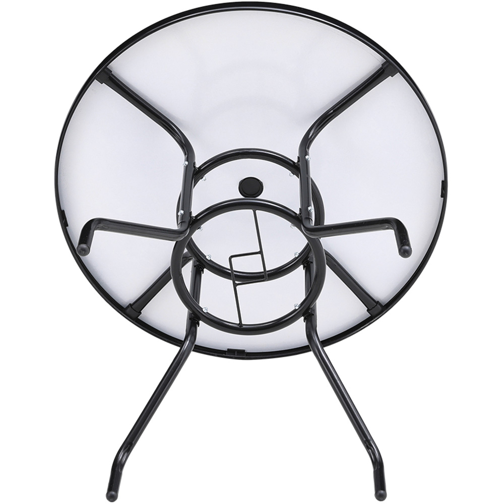 Living and Home Black Tempered Glass Round Marble Coffee Table Image 3