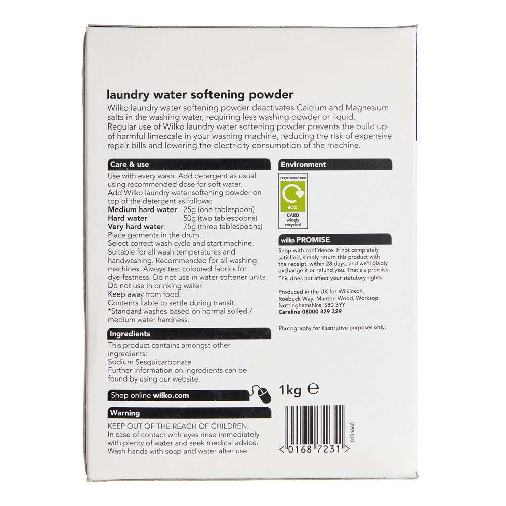 Wilko Water Softening Laundry Powder 40 Washes Case of 6 x 1kg Image 3