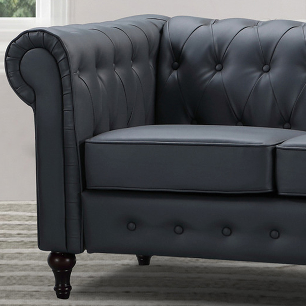 Richland 3 Seater Grey Leather Sofa Image 2