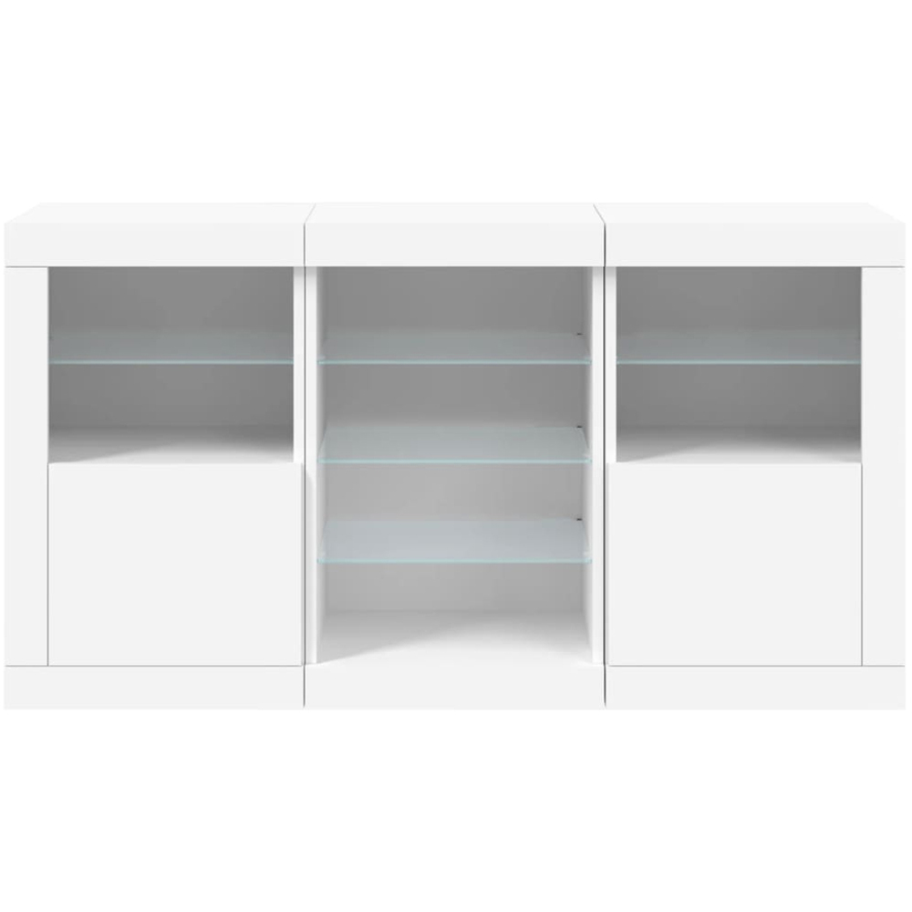 vidaXL 2 Door 8 Shelf White LED Sideboard 3 Piece Image 4