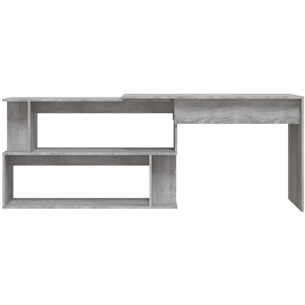 vidaXL 2 Shelf L-Shaped Modern Corner Desk Grey Sonoma Image 4