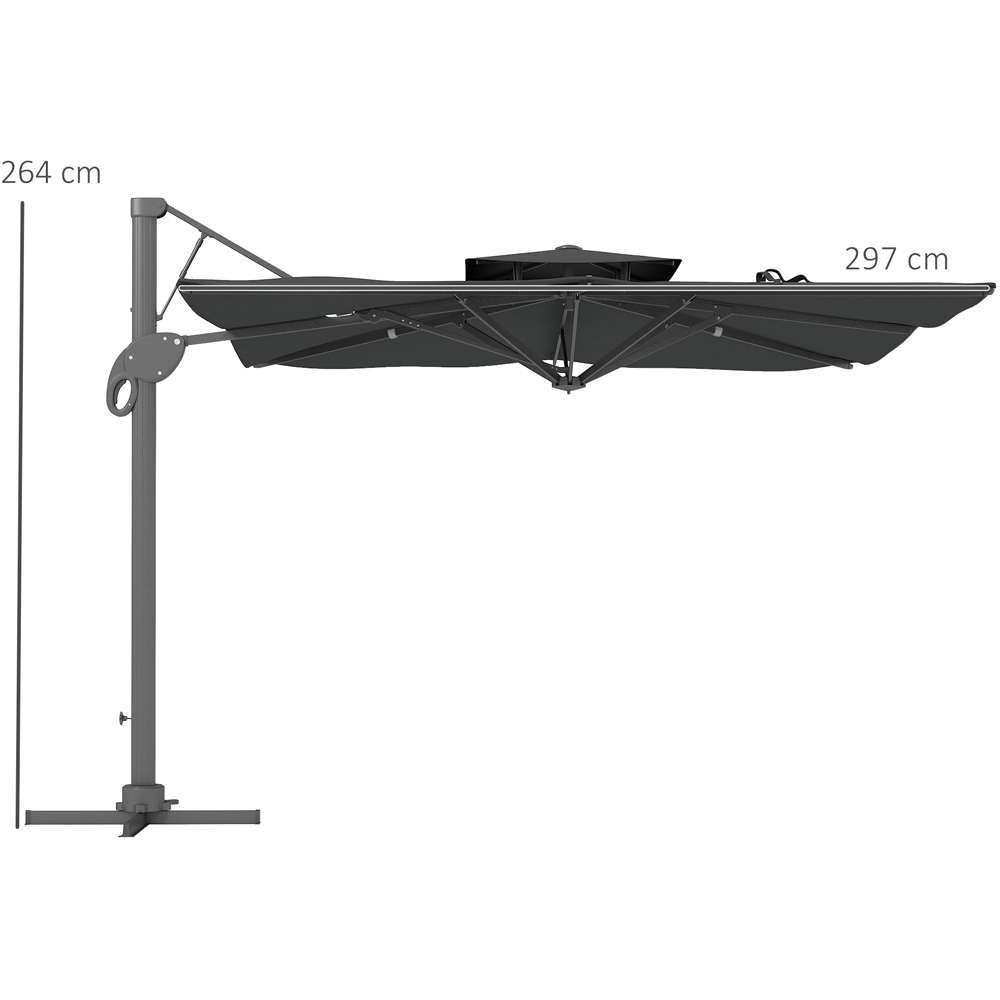 Outsunny Grey Hydraulic Cantilever Parasol with Cross Base 3m Image 7