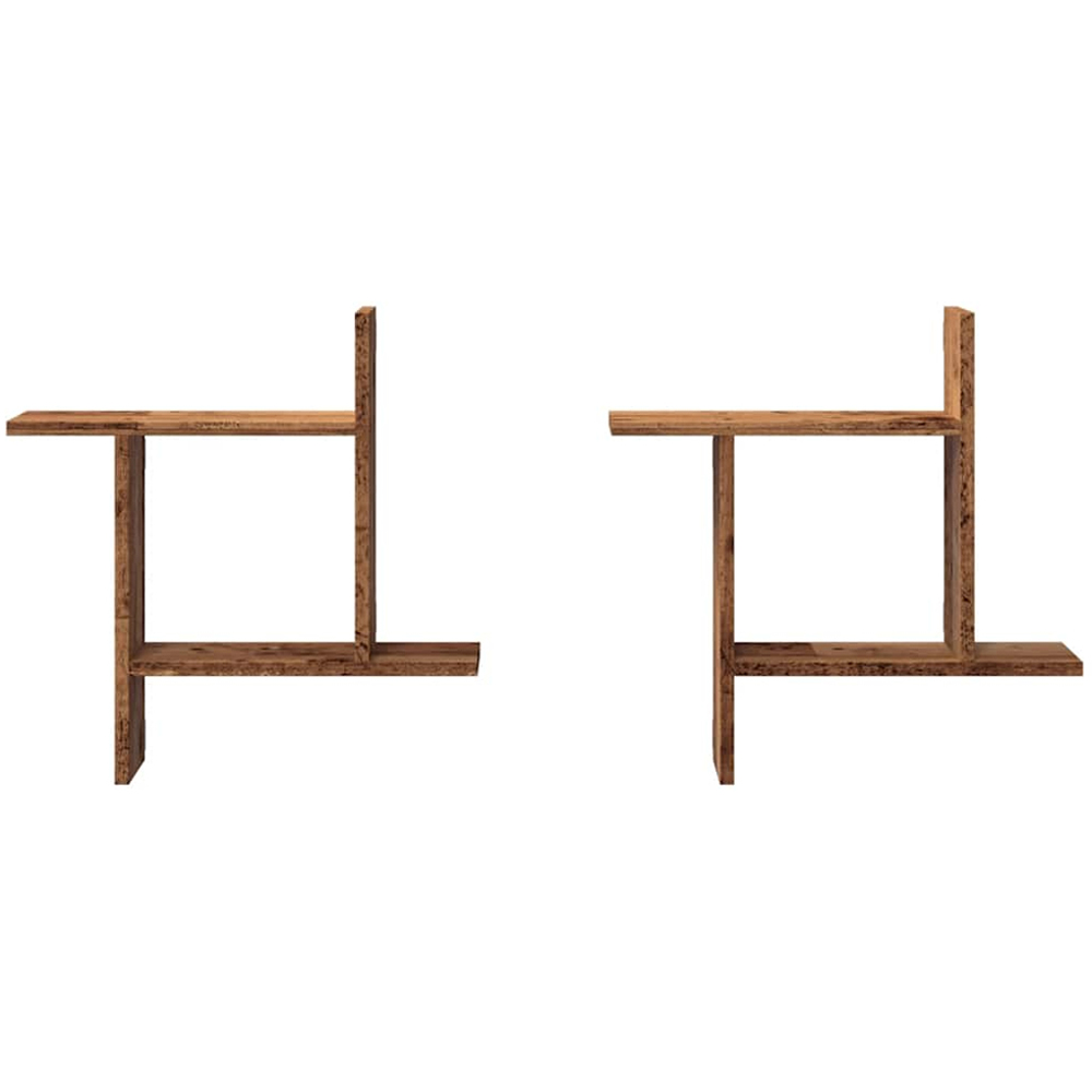 vidaXL 50cm Set of 2 Old Wood Floating Wall Shelf Image 4