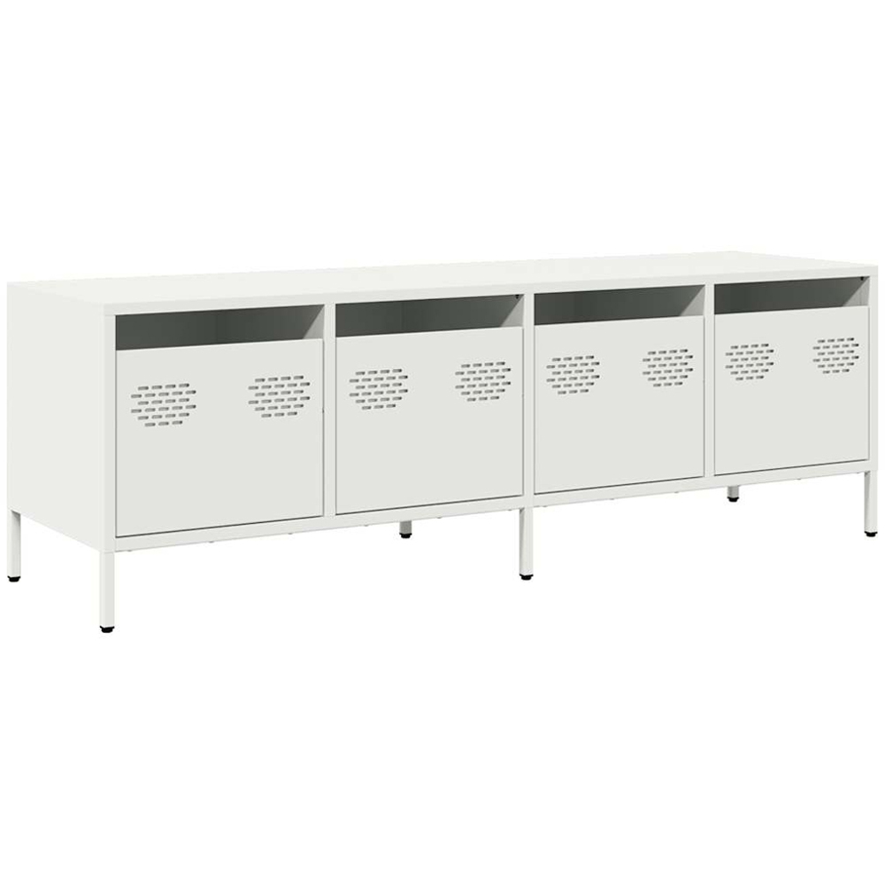 vidaXL 4 Drawer White Steel Industrial Style TV Cabinet Image 2